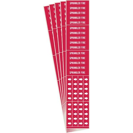 Pipe Marker, White, Sprinkler Fire, PK5, 7268-3C-PK MPN:7268-3C-PK