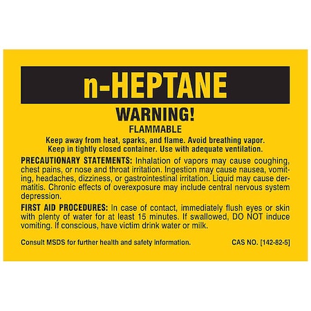 Label, n-HEPTANE, Polyester, 2 7/8 in W, 2 in H MPN:7269PLS
