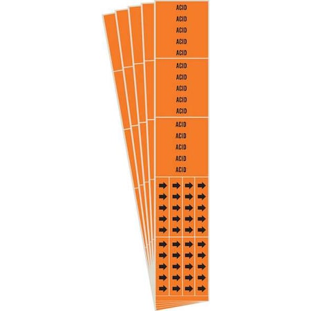 Pipe Marker, Adhesive, Black, Acid, PK5, 7318-3C-PK MPN:7318-3C-PK