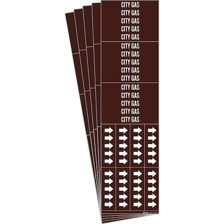 Pipe Marker, Adhesive, White, City Gas, PK5, 7346-3C-PK MPN:7346-3C-PK