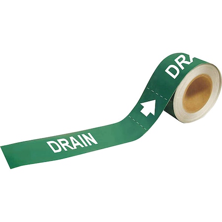 Pipe Marker, Drain, 2 in H, 12 in W MPN:73888