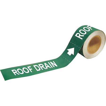 Pipe Marker, Roof Drain, 2in H, 12in W MPN:73924