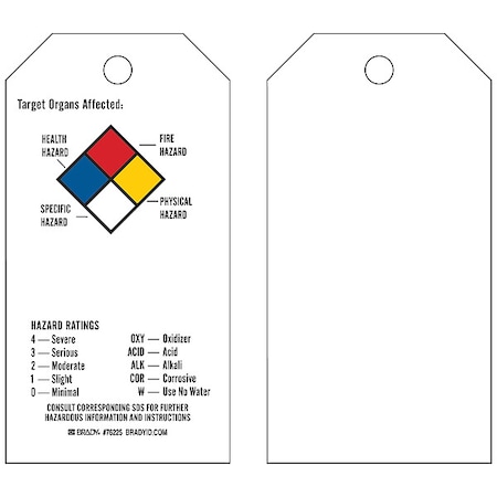 Tag, 5-3/4 in H, 3 in W, Polyester, PK25 MPN:76225