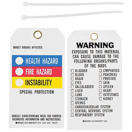 Accdnt Prvntn Tag, Poly, NFPA Diamond, PK25, 76237 MPN:76237