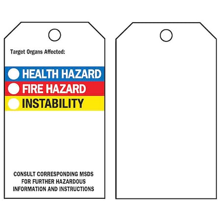 Tag, 5-3/4 in H, 3 in W, Polyester, PK25 MPN:76238