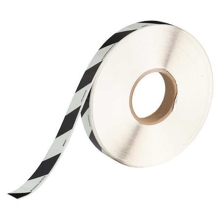 Floor Marking Tape, Polyester, Striped, Black, 1 in W., 10 mil Thickness MPN:81870
