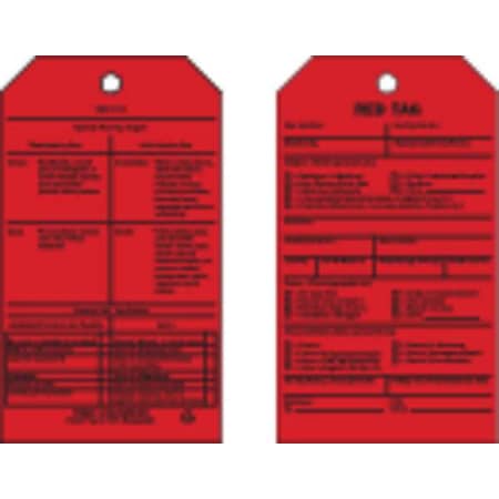 Tag, Black;Red, Paper, 7inH, 4inW, PK100 MPN:81992