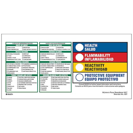 Label, HMIG Reactivity, Paper, 8 in W, 4 in H MPN:827LS