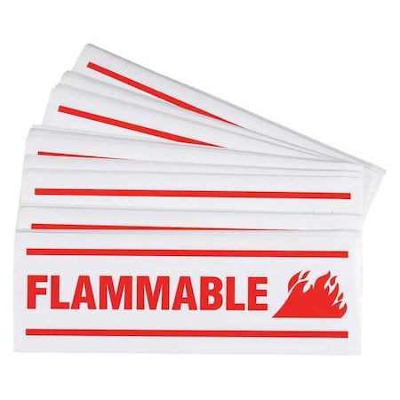 Flammable Label, 3 1/2 in Height, 10 in Width, Paper, Vertical Rectangle, English MPN:857