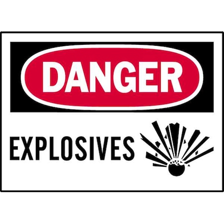 Danger Label, 3 1/2 in H, 5 in W, Polyester, Horizontal Rectangle, English, 86133, PK5 MPN:86133