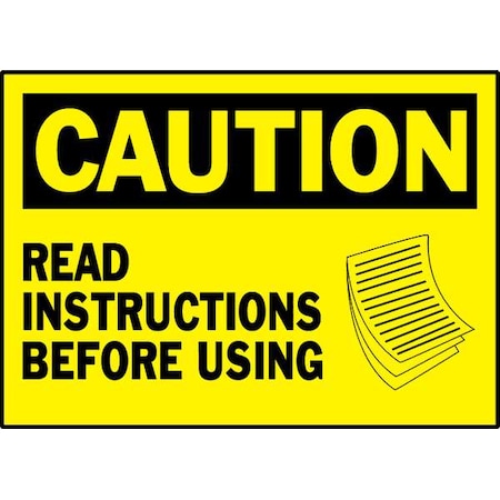Caution, Read Instructions Before Using, 5 in W x 3 1/2 in H, Horizontal Rectangle, Polyester MPN:86184