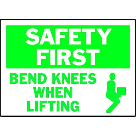 Safety Label, Bend Knees When Lifting, 3 1/2 in H x, 5 in W, Polyester MPN:86191