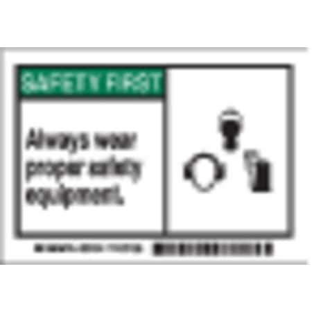 Safety Label, 3 1/2 in Height, 5 in Width, Polyester, Horizontal Rectangle, English MPN:86194