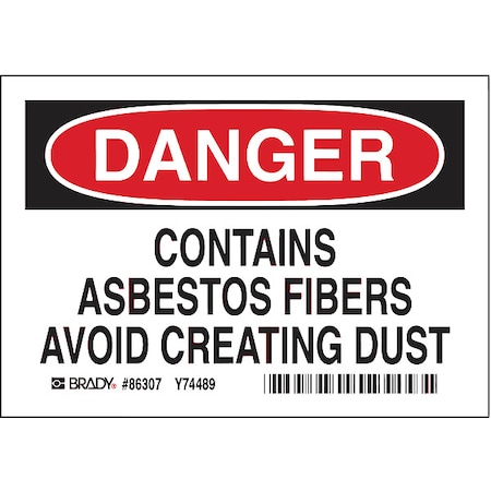 Equipment Label, 3 1/2 in H, 5 in W, Polyester, Horizontal Rectangle, English, 86307, PK5 MPN:86307