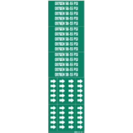 Pipe Marker, Oxygen 50 to 55 psi, to3/4 In MPN:86328