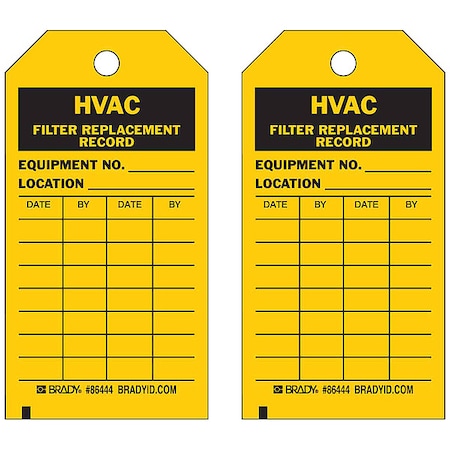 Tag, Inspection, Heavy Duty Polyester, 5 3/4 in H x 3 in W, Black on Yellow, Rectangle, 10 PK MPN:86444