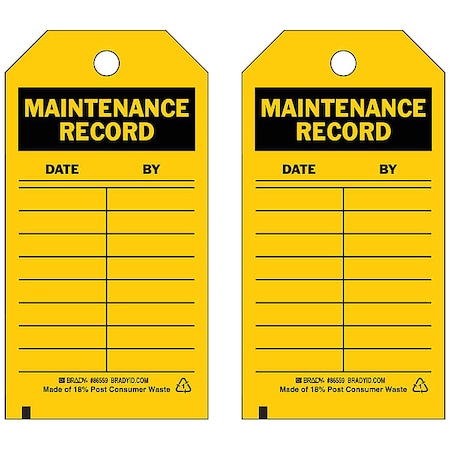 Tag, Safety, Heavy Duty Polyester, 5 3/4 in H x 3 in W, Black on Yellow, Rectangle, 10 PK MPN:86445
