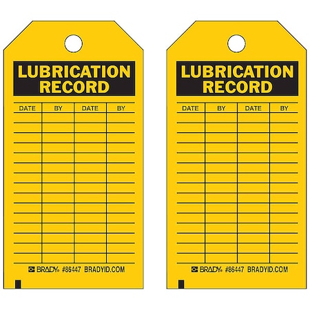 Tag, Inspection, Heavy Duty Polyester, 5 3/4 in H x 3 in W, Black on Yellow, Rectangle, 10 PK MPN:86447