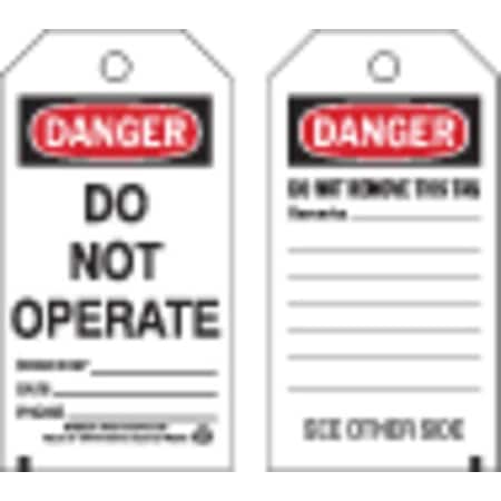 Danger Tag, 5-3/4 x 3 In, 3/8 In, PK10 MPN:86458