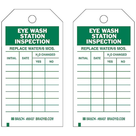 Tag, Safety, Heavy Duty Polyester, 7 in H x 4 in W, Green on White, Rectangle, 10 PK MPN:86499