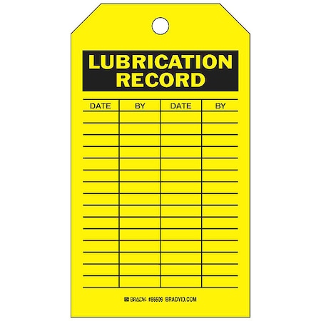 Tag, Maintenance, Heavy Duty Polyester, 7 in H x 4 in W, Black on Yellow, Rectangle, 10 PK MPN:86509