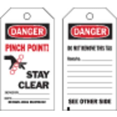 Danger Tag, Keep Clear, Polyester, 5 3/4 in H x 3 in W, Black, Red, White, Rectangle, 10 PK MPN:86527
