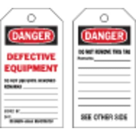 Danger Tag, Lockout Tagout, Polyester, 5 3/4 in H x 3 in W, Black, Red, White, Rectangle, 10 PK MPN:86550