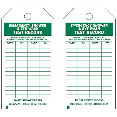 Tag, Inspection, Polyester, 5 3/4 in H x 3 in W, Green on White, Rectangle, 10 PK MPN:86560