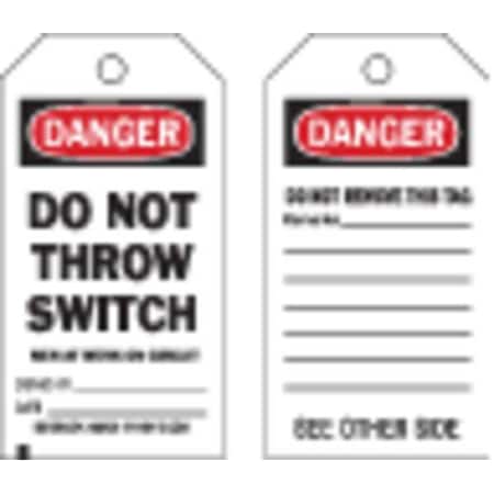 Danger Tag, Electrical Hazard, Polyester, 7 in H x 4 in W, Black, Red, White, Rectangle, 10 PK MPN:86583