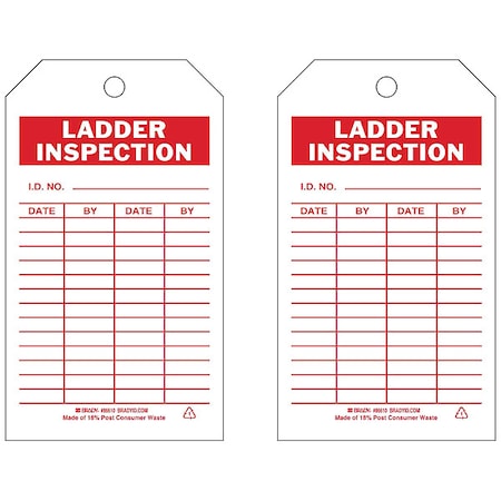 Tag, Maintenance, Polyester, 7 in H x 4 in W, Red on White, Rectangle, 10 PK MPN:86610