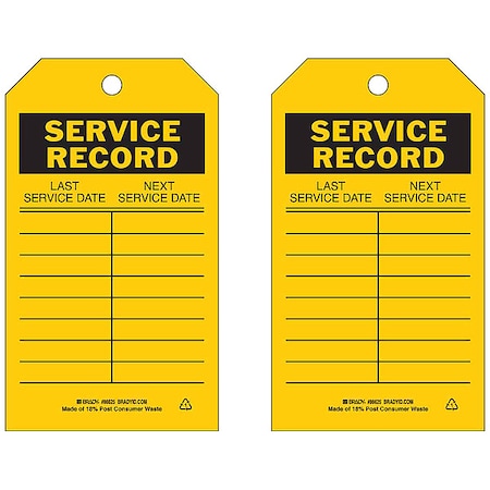 Tag, Safety, Polyester, 7 in H x 4 in W, Black on Yellow, Rectangle, 10 PK MPN:86625