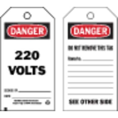 Danger Tag, 5-3/4 x 3 In, Cardstock, PK100, 86649 MPN:86649