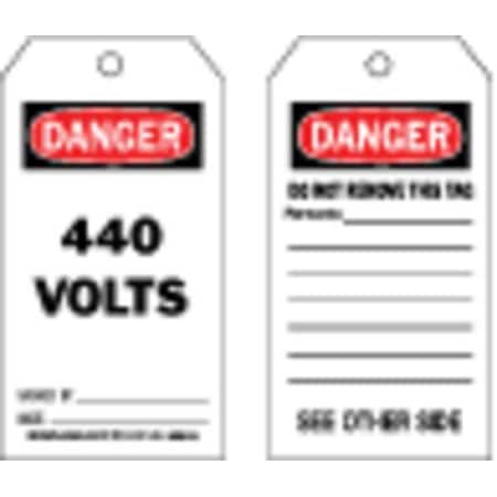 Danger Tag, Electrical Hazard, Cardstock, 5 3/4 in H x 3 in W, Black, Red, White, Rectangle, 100 PK MPN:86650