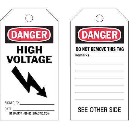 Danger Tag, 5-3/4 x 3 In, Cardstock, PK100, 86652 MPN:86652