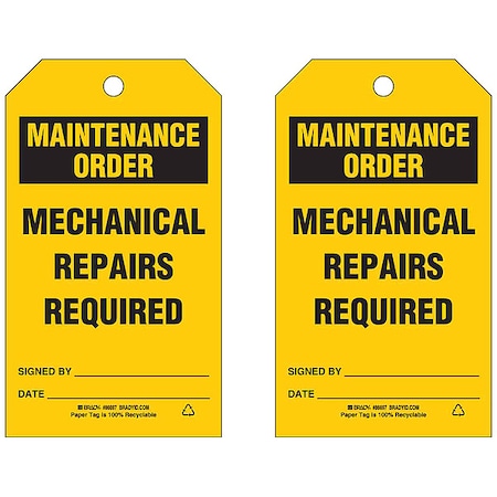Maintenance Order, Mechanical Repairs Required, 5 3/4 in x 3 in, , 86697 MPN:86697