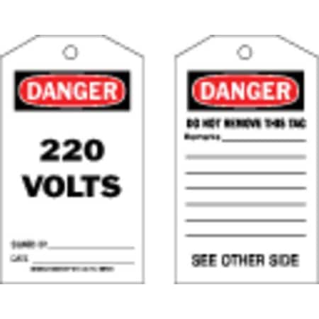 Danger Tag, Electrical Hazard, Cardstock, 7 in H x 4 in W, Black, Red, White, Rectangle, 100 PK MPN:86704