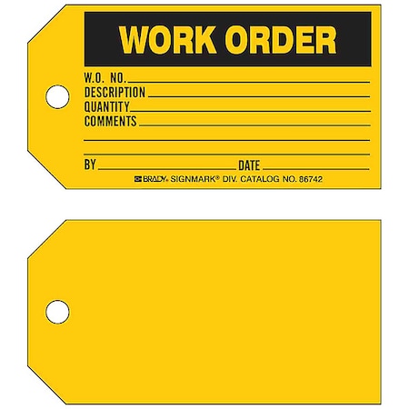 Tag, Inventory, Paper, 3 in H x 5 3/4 in W, Black on Yellow, Rectangle, 100 PK MPN:86742