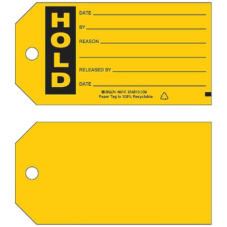 Tag, Inspection, Paper, 3 in H x 5 3/4 in W, Black on Yellow, Rectangle, 100 PK MPN:86747