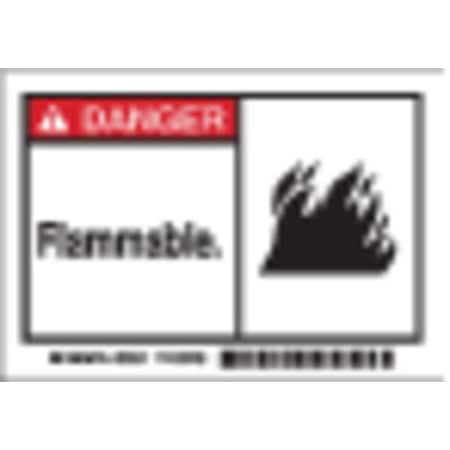 Danger Label, 3 1/2 in H, 5 in W, Polyester, Horizontal Rectangle, English, 86801, PK5 MPN:86801
