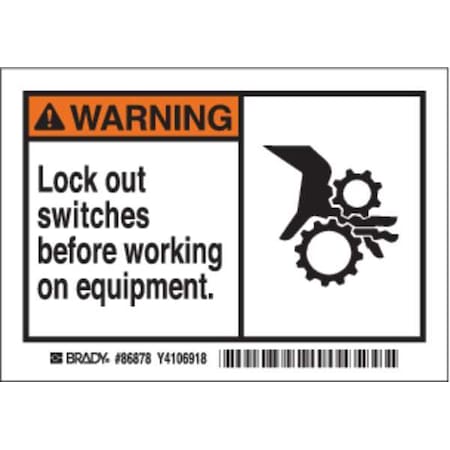 Machine/Equipment Label, Instruction, PK5, 86878 MPN:86878