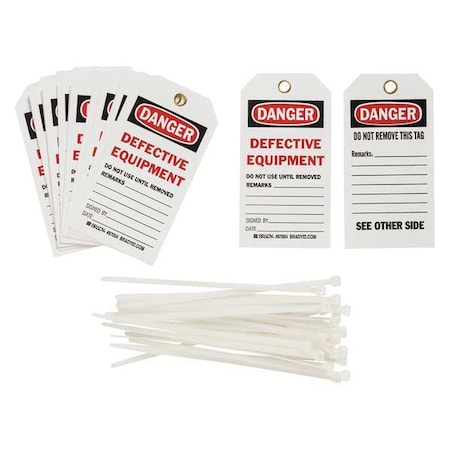 Danger Tag, Lockout Tagout, Polyester, 5 3/4 in H x 3 in W, Black, Red, White, Rectangle, 25 PK MPN:87004