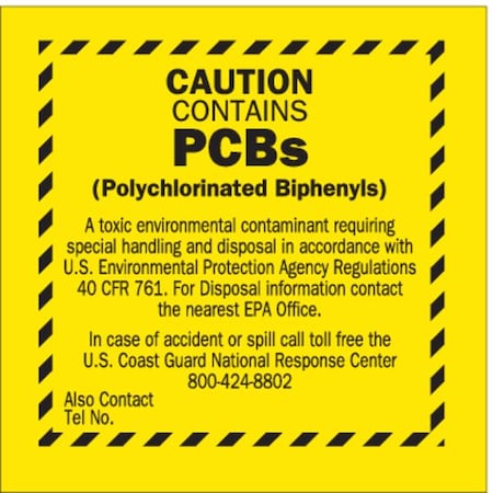 DOT Handling Label, Caution Contains PCBs - etc., Vinyl, 6