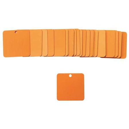 Blank Tag, Aluminum, 1 1/2 in H x 1 1/2 in W, Orange, Square, 25 PK MPN:87618