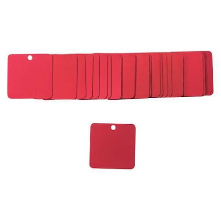 Blank Tag, Aluminum, 1 1/2 in H x 1 1/2 in W, Red, Square, 25 PK MPN:87628