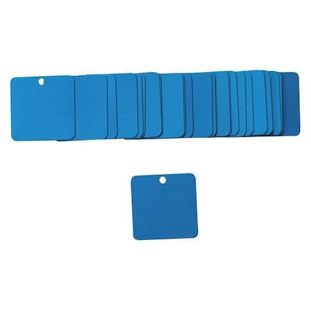 Blank Tag, Aluminum, 1 1/2 in H x 1 1/2 in W, Blue, Square, 25 PK MPN:87629