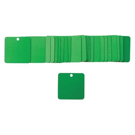 Blank Tag, Aluminum, 1 1/2 in H x 1 1/2 in W, Green, Square, 25 PK MPN:87630