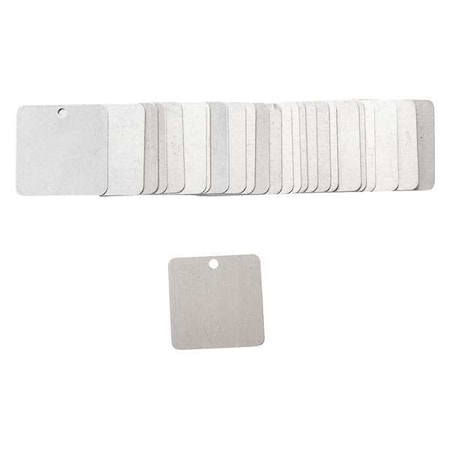 Blank Tag, Aluminum, 1 1/2 in H x 1 1/2 in W, Silver, Square, 25 PK MPN:87631