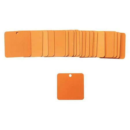 Blank Tag, Aluminum, 2 in H x 2 in W, Orange, Square, 25 PK MPN:87636