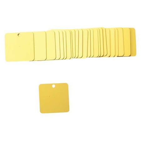 Blank Tag, Aluminum, 2 in H x 2 in W, Yellow, Square, 25 PK MPN:87639