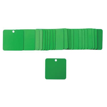 Blank Tag, Aluminum, 2 in H x 2 in W, Green, Square, 25 PK MPN:87642